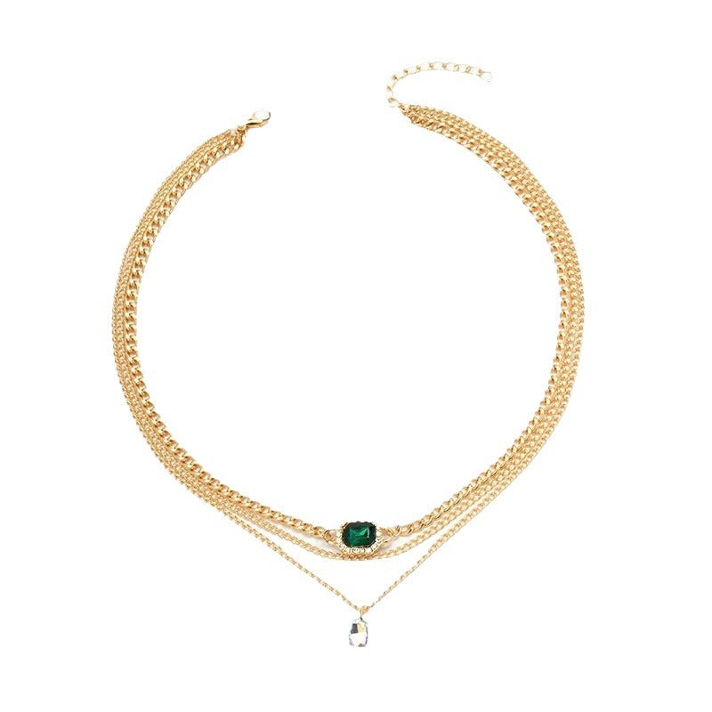Wholesale crystal gemstone necklaces - european & american cross-border, niche, high-end design jewelry for women - summer snake chain necklaces