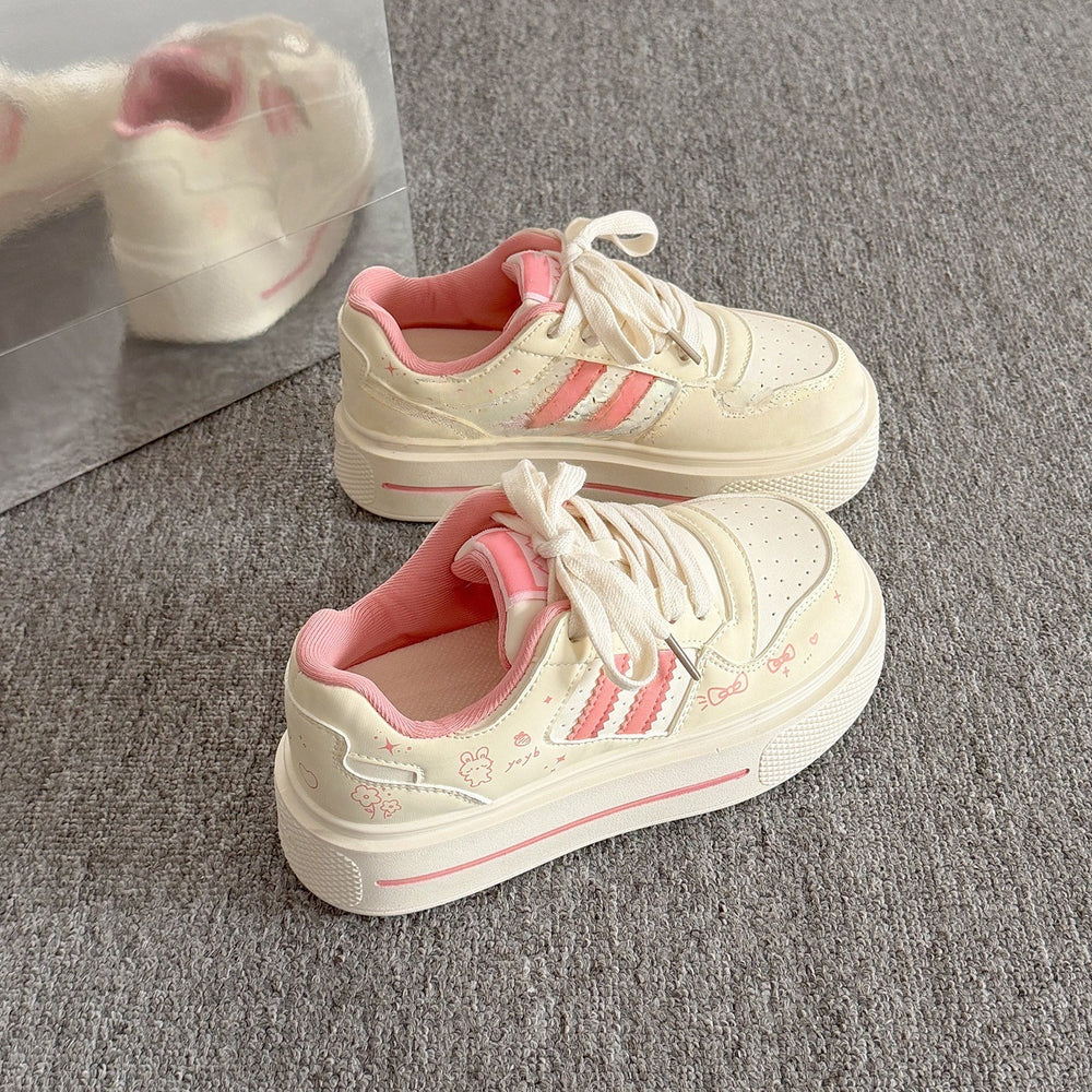 Thick solewhite shoes women's 2026springnew arrival women's shoes easiest for match student casual sneakers petites heightened bread shoes