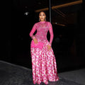 summer new european and american women's sexy mesh print patchwork dress abstract art maxi swing dress gown