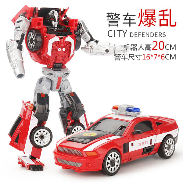 Kids' alloy transforming robot fire truck series: autobots, helicopters, police cars, and motorcycle model toys
