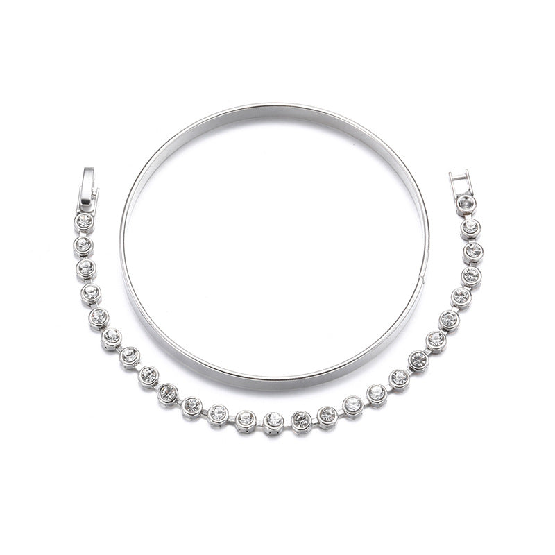 Customized alloy bracelets, european and american cross-border vintage jewelry, gold diamond bracelets for women, smooth simulated gold hand jewelry