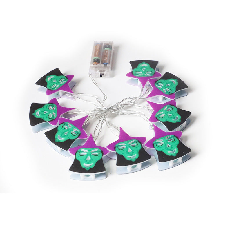 Cross-border Halloween LED witch ghost small lantern decorative light string ghost festival decorative pendant flashing light manufacturer customization