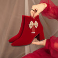 Winter wedding shoes for women 2023new arrival xiuhe wedding dress two-wear thick heel wedding shoes bridal shoes high heels not tiring feet
