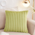 Simple solid color rabbit fur plush cushion pillow cover wide stripe bedroom living room sofa bed headrest pillow cross-border