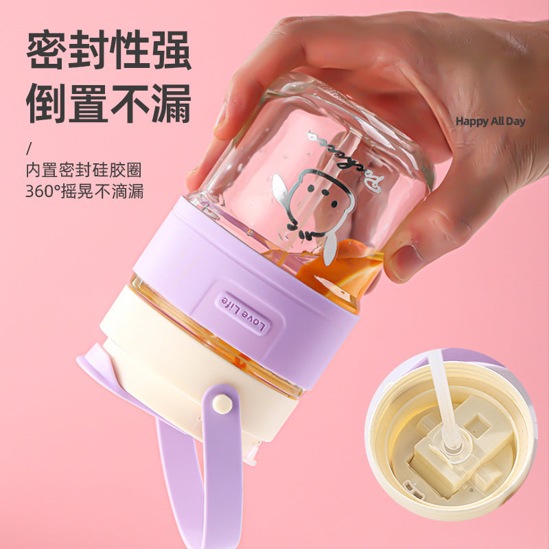 Portable handle double drinking cup glass ins style drainage activity small gift practical promotional water cup personalized
