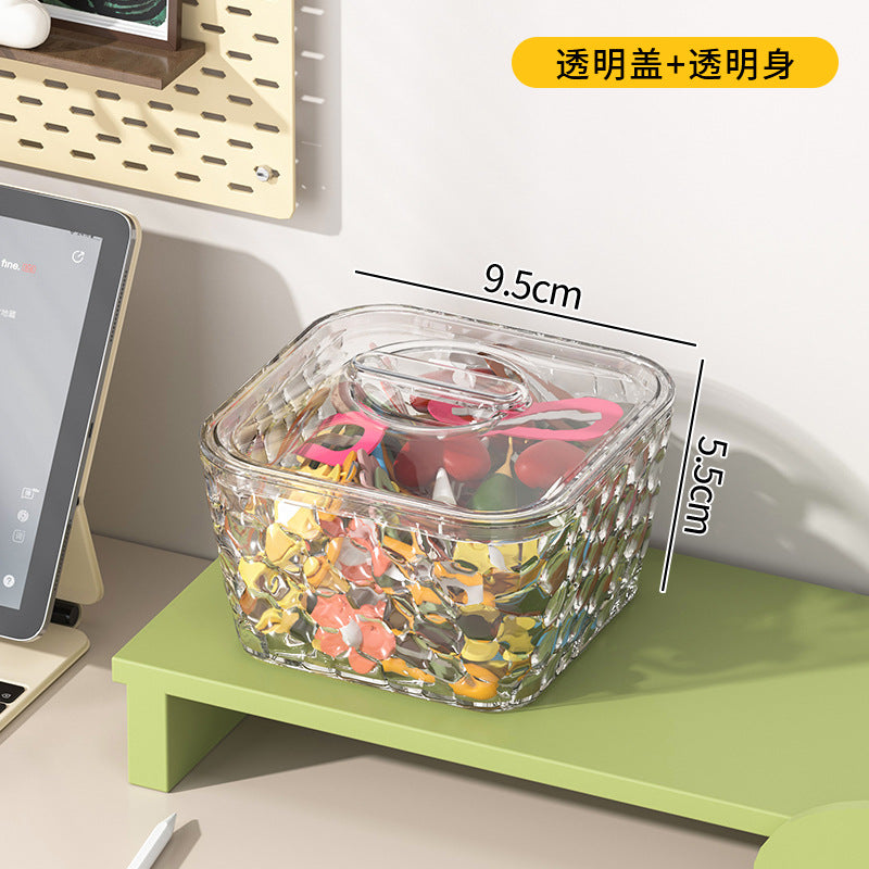 Desktop Dopamine Rubber Band Storage Box Large Capacity Girls Jewelry Box with Lid Hairline Hairpin Desktop Storage Box