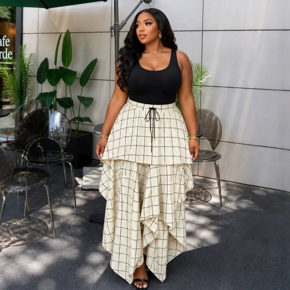 European and american cross-border women's fashion:  summer new arrivals - high-waisted, printed, tie-waist, slim-fit, asymmetrical maxi skirt