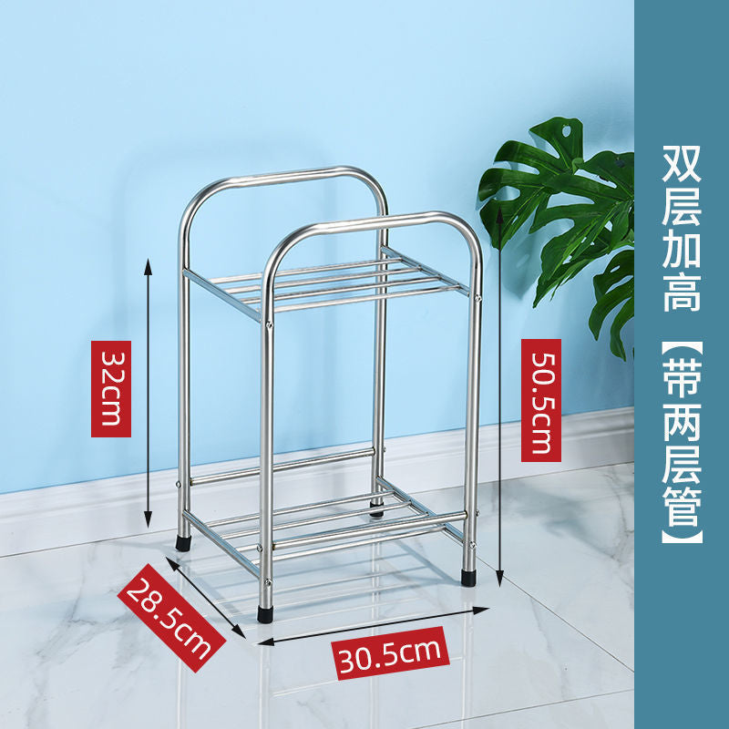 Stainless steel 2-layer trolley DIY Xiaohongshu with wheel rack basin frame bedroom multi-layer mobile storage cp