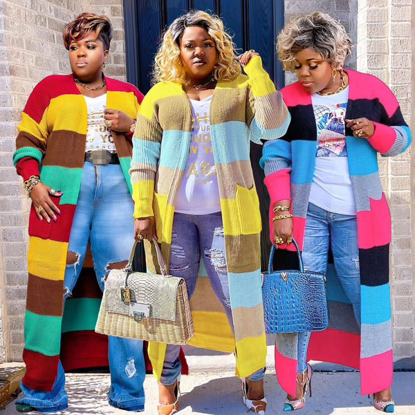 MY086 fashion, Europe and America, sweater, bag, cardigan, long sleeve, contrasting colors, sweater cardigan