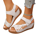export plus size wedge heel women's sandals summer new hollow-out one-strap sandals beach thick-soled floral sandals