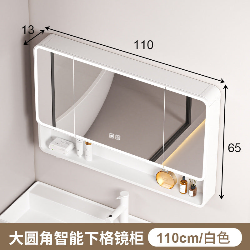 Honeycomb aluminum arc bathroom mirror cabinet lighting locker toilet wall-mounted mirror with vanity mirror smart mirror case