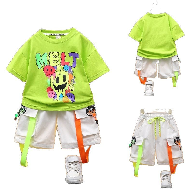 Boys' summer outfit set:  new stylish designs for baby boys and girls - short-sleeve t-shirts, wholesale children's summer clothing