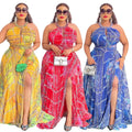 New plus-size off-the-shoulder african print maxi dress for spring/summer - perfect for cross-border e-commerce on  and