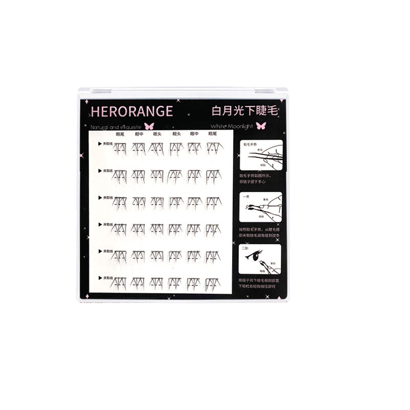 HERORANGE~ White moonlight clear eyelashes glue-free self-adhesive false eyelashes segmented natural simulation eyelashes