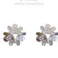 Textured zircon flower stud earrings - women's high-end unique design earrings - 2026 new spring/summer elegant ear jewelry