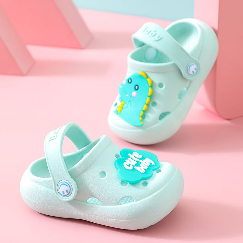 Kids slippers summer boys indoor non-slipfor home cartoon baby girl soft bottom toddler baotou sandals crocs shoes