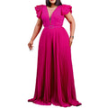 C8491p: new european and american style sexy short-sleeve pleated wide-leg jumpsuit with belt – perfect for cross-border e-commerce on  and