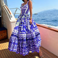 cross-border e-commerce women's fashion: european and american summer new arrivals - bohemian style fashionable printed halter dress