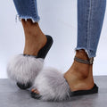 Amazon export one-character plush home cotton slippers women's autumn and winter new fashion outwear fur slippers wholesale