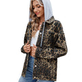 European and american cross-border e-commerce women's fashion: new washed leopard print denim jacket/outerwear for  and independent websites