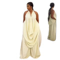 European and american cross-border women's fashion:  summer new arrival - chic and stylish halter neck irregular strap top and pants set