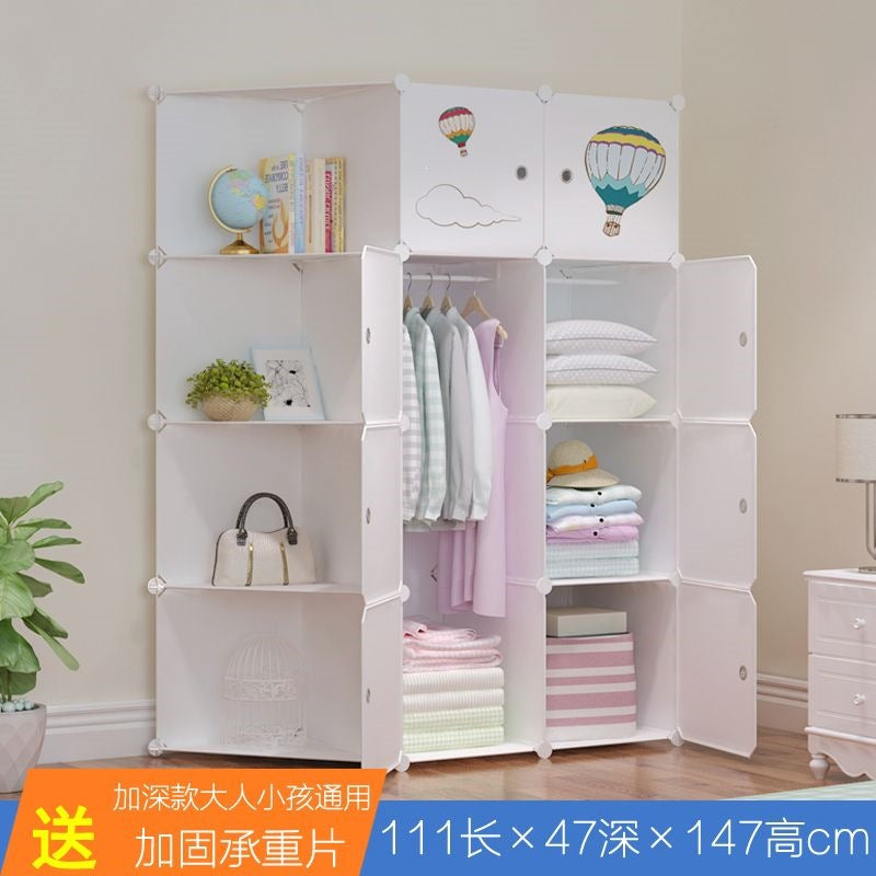 Simple wardrobe for home bedroom cabinet rental house simple folding assembly dormitory reinforced baby kids wardrobe cupboard