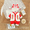 Baby new year's quilted thickened romper winter jumpsuit newborn chinese style full month celebration outfit