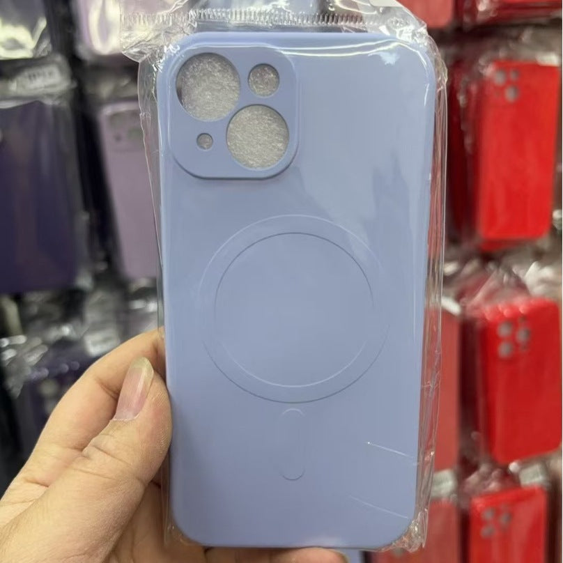 Suitable for apple 17pro magnetic phone case iphone16 liquid silicone magsafe precision hole 13 anti-fall case 14