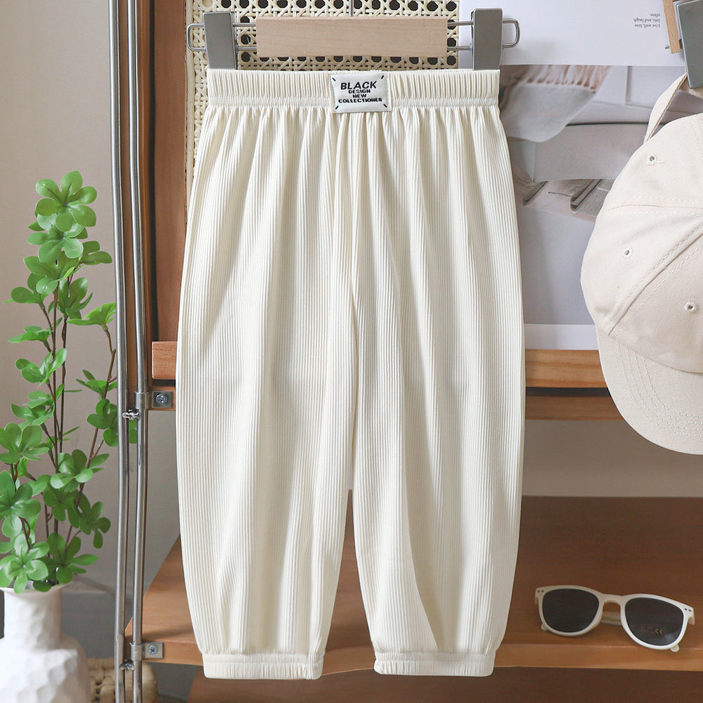 Summerkidsloose pants boys thin bloomers girls ice silk anti-pattern pants baby casual shake nine-point pants