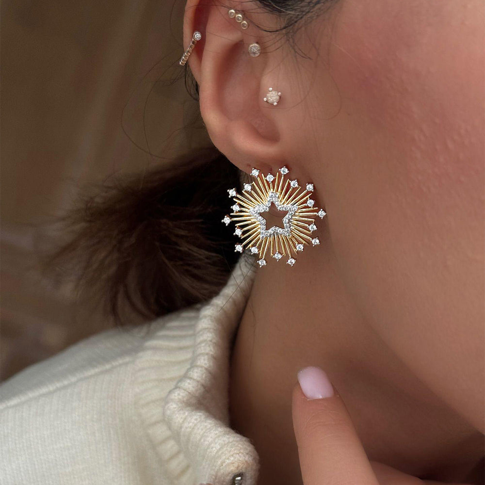 Women's earrings wholesale: cross-border sun eye earrings, unique design, light luxury, high-end star and heart studs