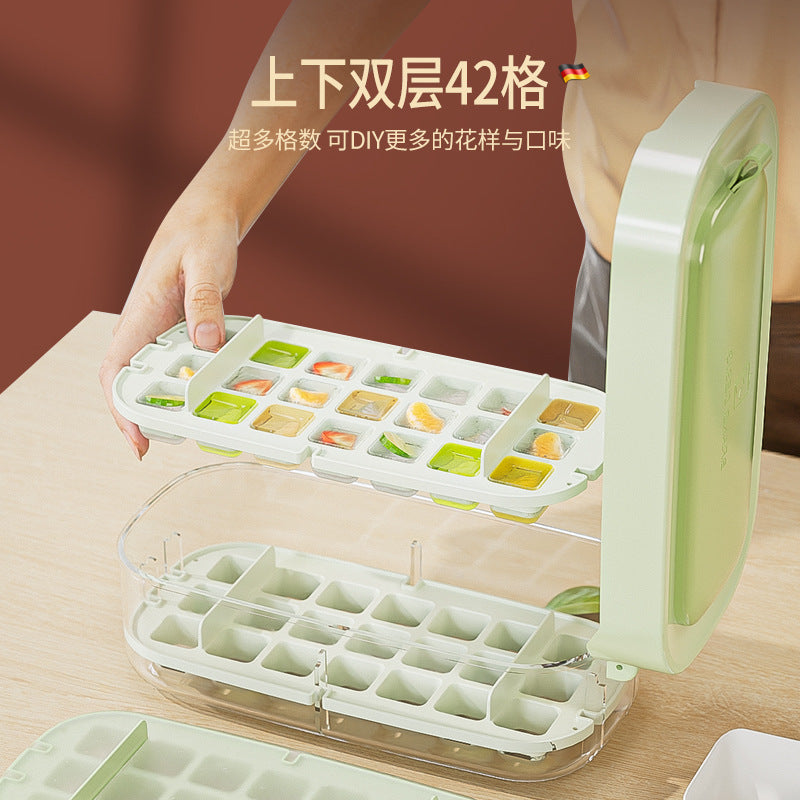 Household large-capacity ice grid 42 grids, refrigerator frozen ice cube mold commercial ice box large ice cube box ice storage box wholesale