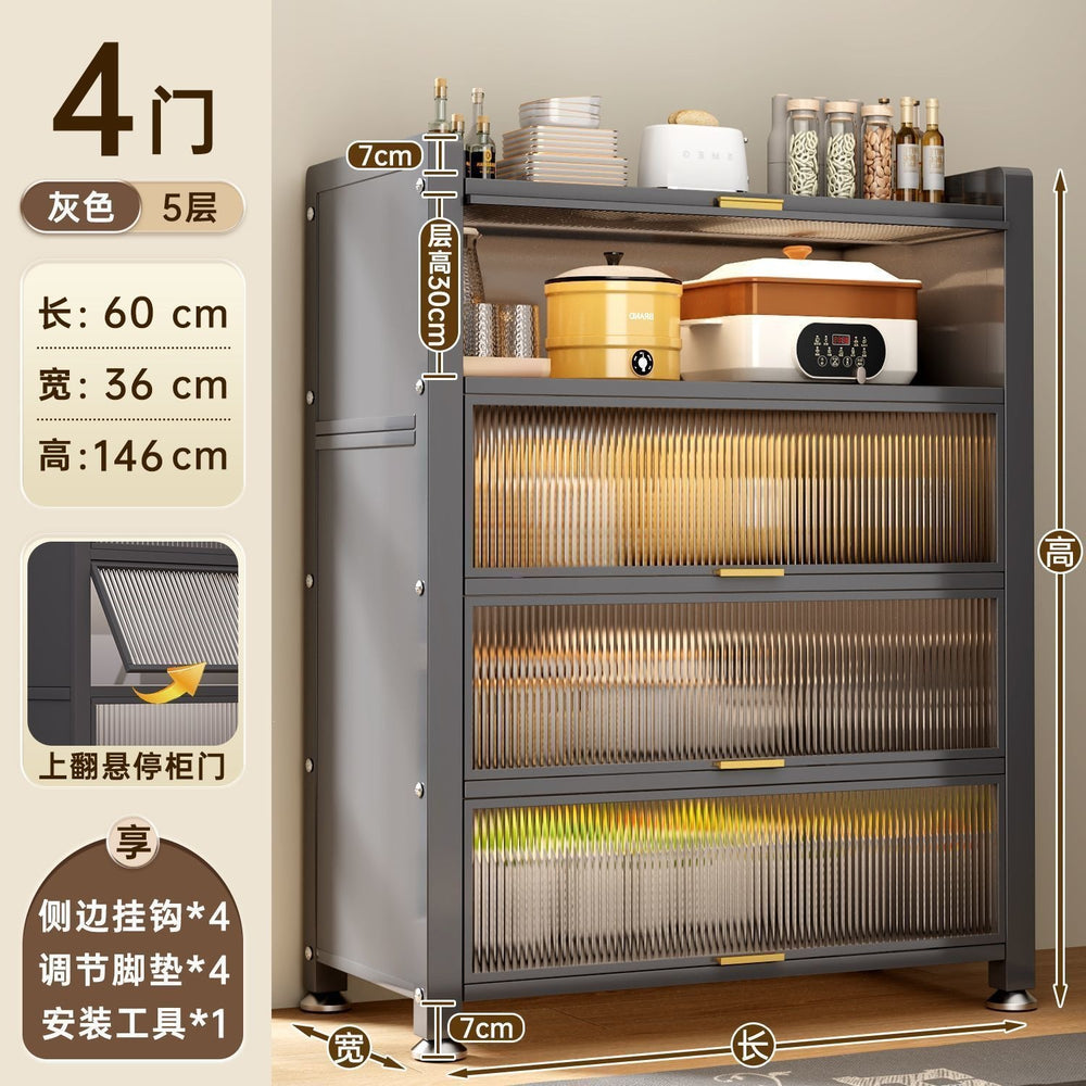 Best sellingfor homekitchen rack cabinet steel multi-layer thickened cupboard pulley storage cabinet microwave oven storage cabinet
