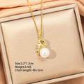 [titanium steel] japanese and korean popular pearl necklace for women, accessible luxury, fashionable and high-end copper inlaid zirconium swan sweater chain jewelry
