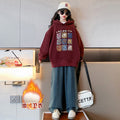 Girlfleece-linedsweatshirtfall and winterchildrenpopularfashionablethickenedkidstopstrendy children's clothing hooded loose