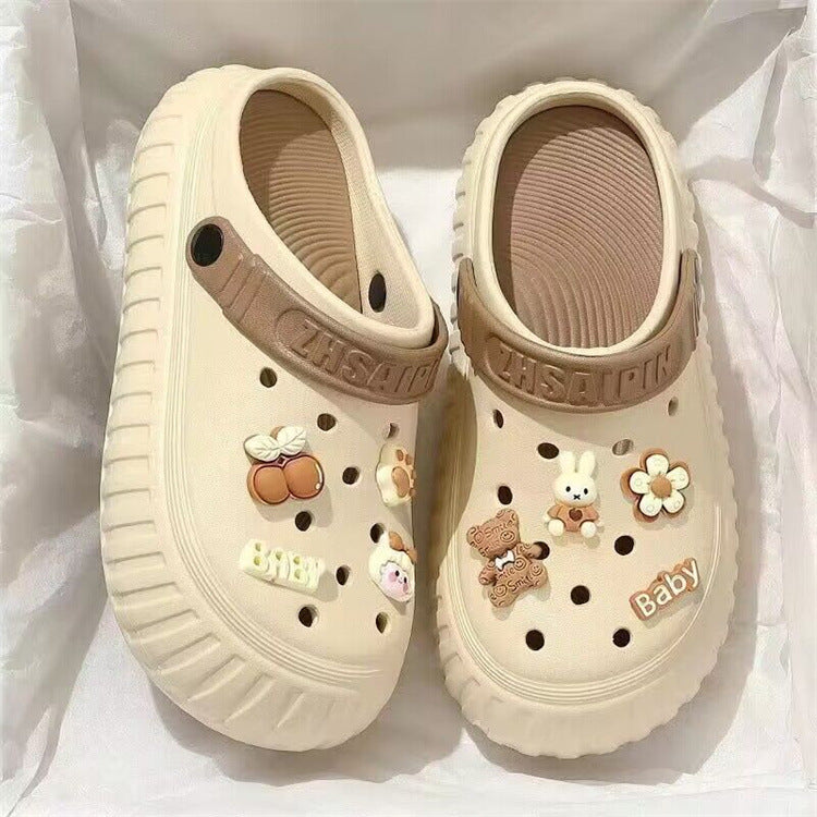 New arrival crocs women's summer outwear 2024new arrivalpopular super popular thick sole stepping on shit feeling beach baotou slippers beach