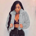 S391021 european and american autumn/winter oversized faux fur cardigan jacket