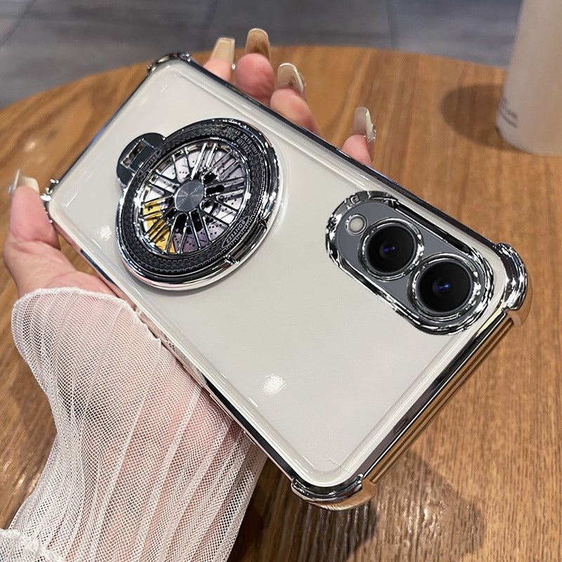 Suitable for samsung s26u/s25 decompression mobile phone case electroplated four corners anti-fall a37 fidget spinner magnetic holder case