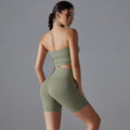 Naked-feel all-in-one tube top sports back suit women's high waist hip lifting quick-drying yoga clothes running fitness two-piece set