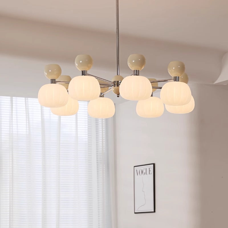 Full spectrum cream wind living room chandelier French pumpkin bedroom master bedroom light retro study light Zhongshan lighting package