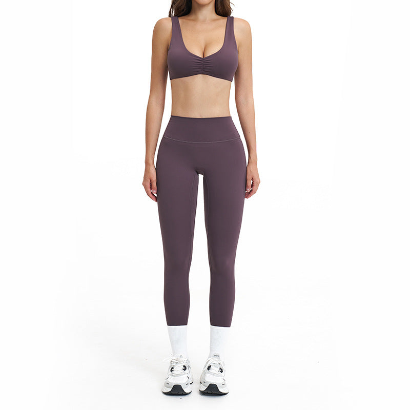 brushed new arrival yoga suit silmslimming look quick-drying fitness clothes outdoor running sports suit for women 4520
