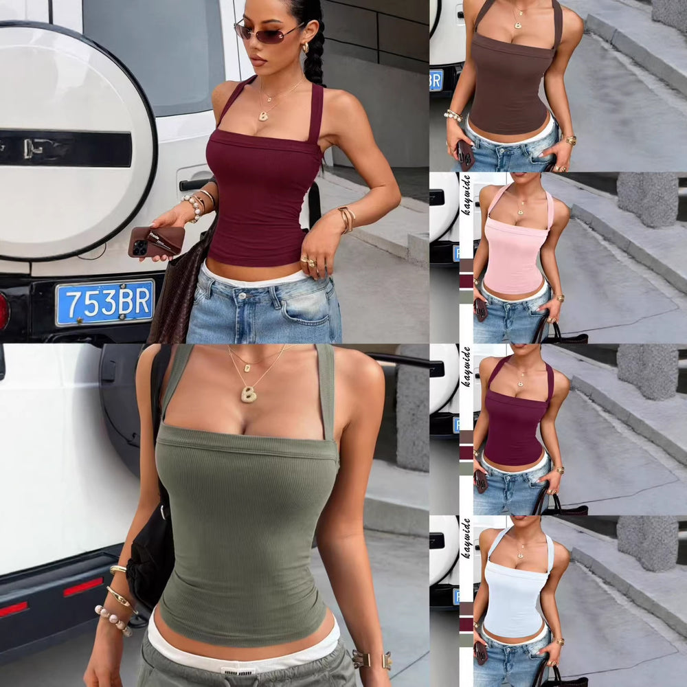 fashiony2k hot girl suspender tube top vest women's tops women's clothing  summer  independent station