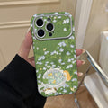 Green floral cat teacup phone case for iphone 17 pro max, apple 16 full coverage shockproof protective case - wholesale