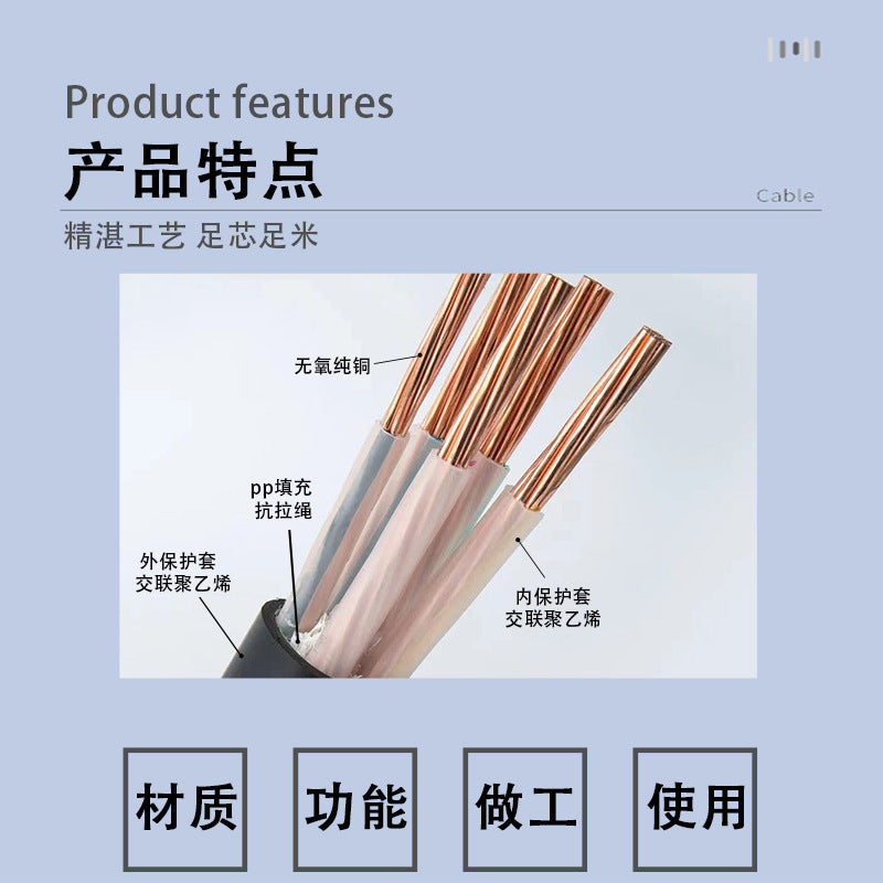 Pearl River Cable Country/Standard Copper Core YJV5 Equal Core Belt Armor 10 16 25 35 Square Buried Wire Cable