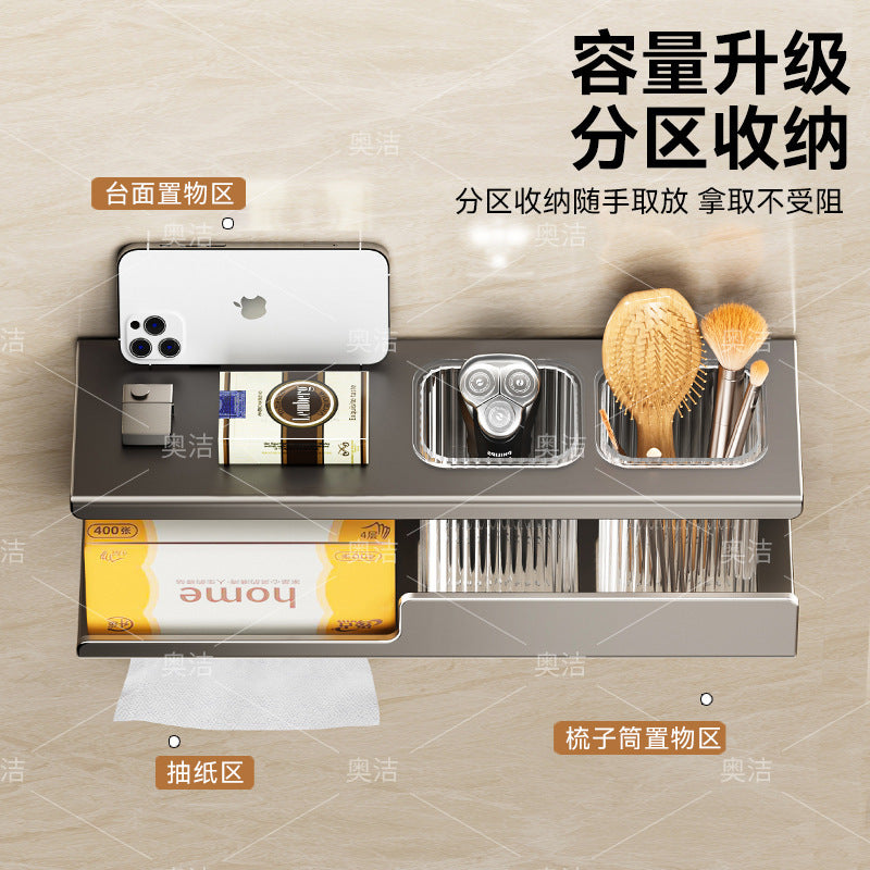 New face towel, paper rack, toilet tissue box, toilet rack, non-punching bathroom, wall-mounted toilet.