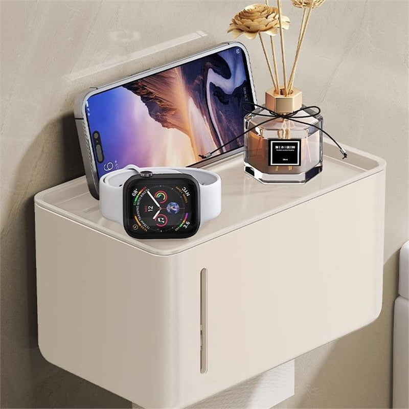 Milk white bathroom tissue box No punching waterproof wall-mounted toilet Roll paper holder Toilet paper box Toilet paper rack