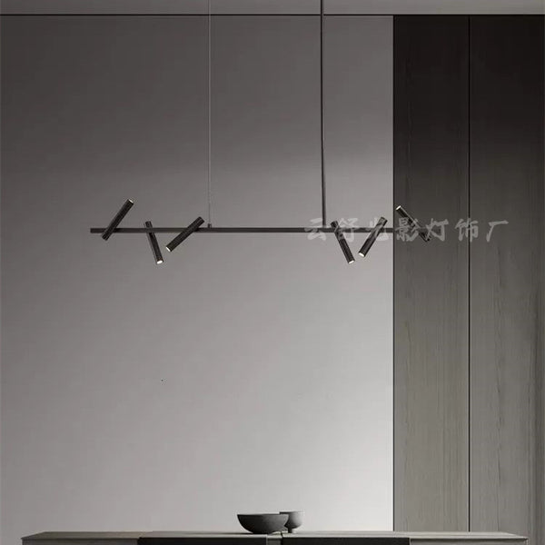 Italian minimalist one-word long restaurant chandelier Nordic light luxury belt spotlight rotatable designer bar chandelier