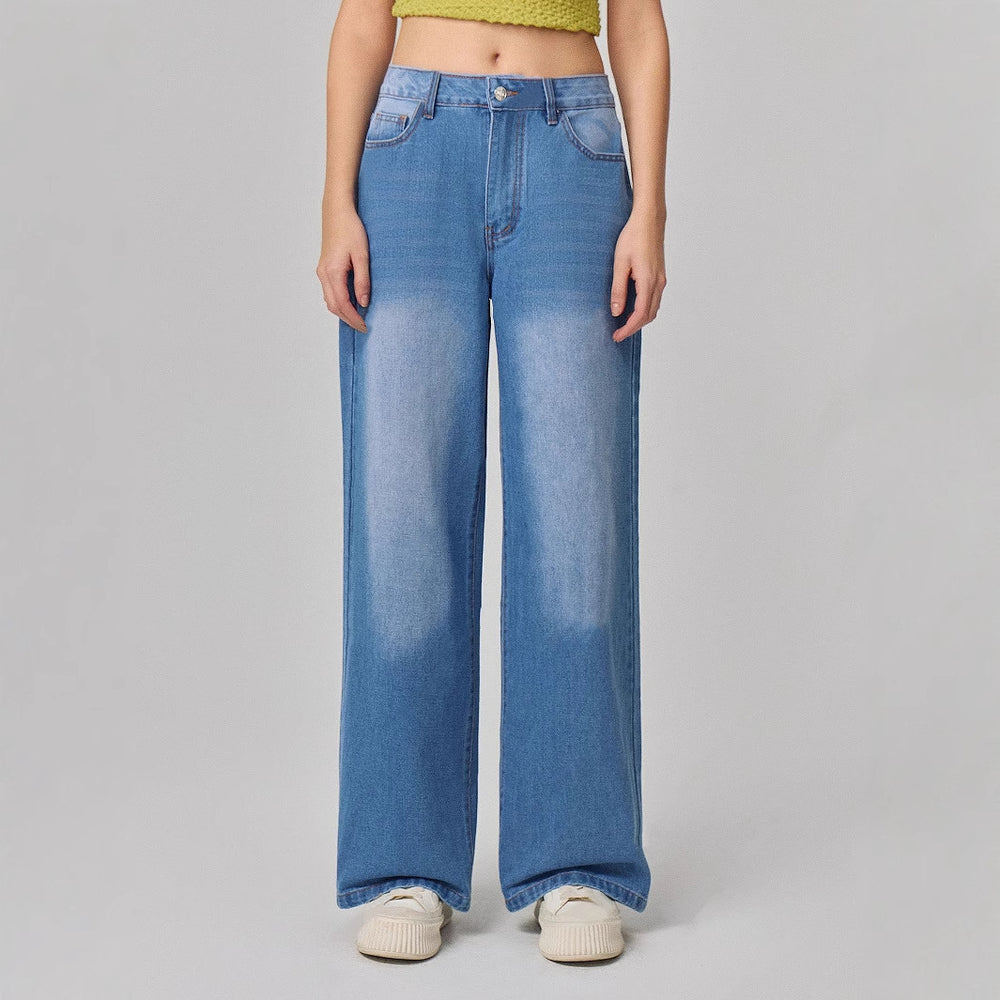 Pre-sale-j006#  cross-border foreign trade women's fashion ins new casual wide-leg denim pants