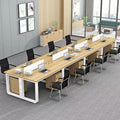 Modern minimalist office desk and chair set - computer desk, office partition, and long table for employees