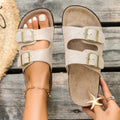 summer new arrival: plus-size women's casual comfort flat retro slip-on beach sandals for export