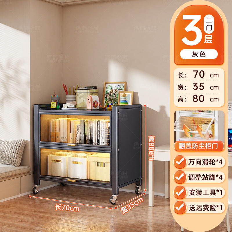 Steel dust-proof bookcase crevice bookshelf living room vertical cabinet with door locker bedroom narrow cabinet floor storage cabinet